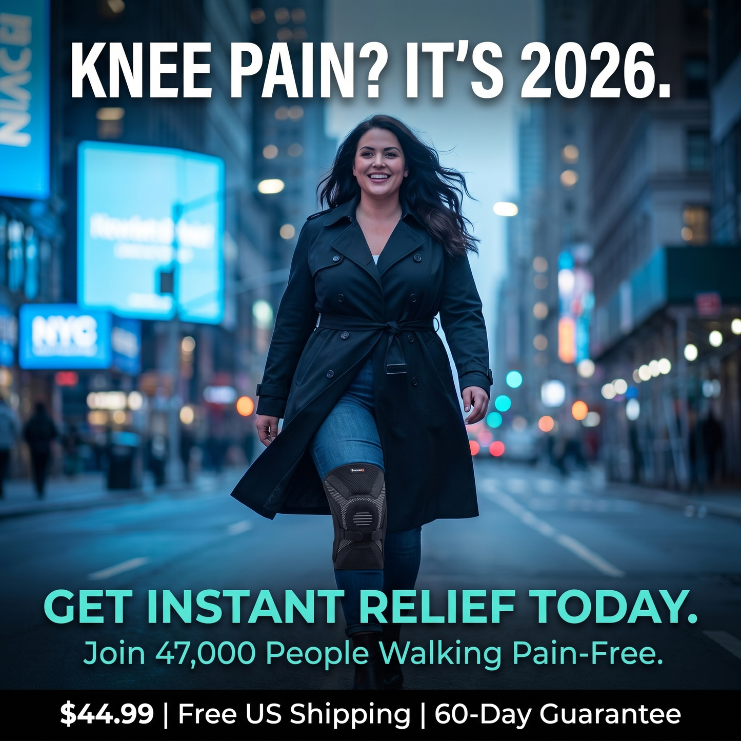 Knee Compression Brace with Gel Pad & Side Stabilizers — Pain Relief for Men & Women